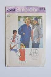 7564 SIMPLICITY SIMPLE TO SEW PULLOVER TOPS, SLEEVES HOOD OR NOT PATTERN MED 12,14